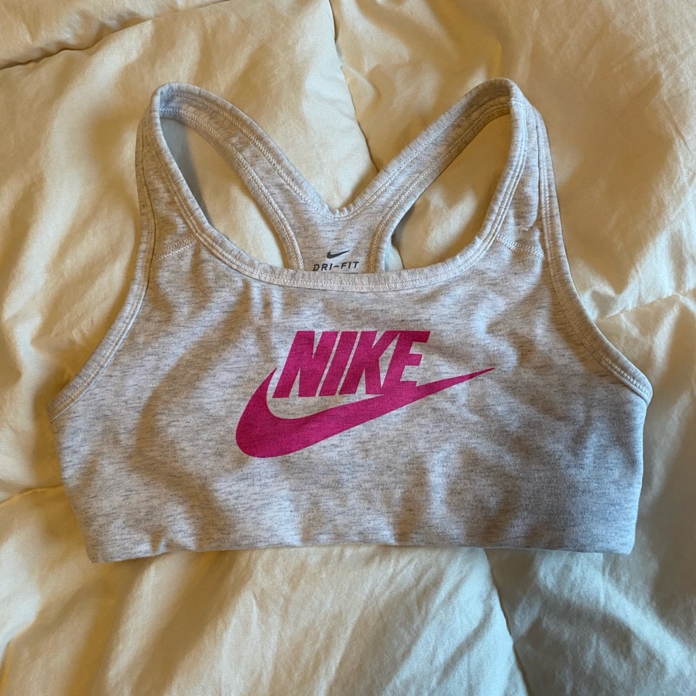 Girls Light Gray Nike Sports Bra Youth Large